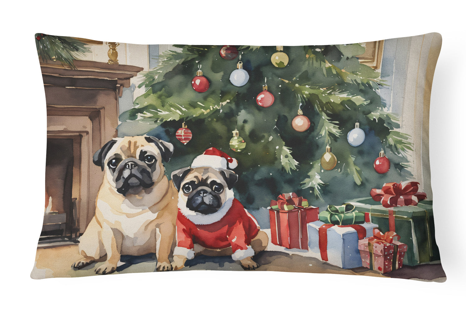 Pug Cozy Christmas Throw Pillow