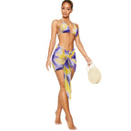 Women's Three-Piece Tie-Dye Bikini Set with Sarong