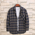 Men's Cotton Flannel Plaid Long Sleeve Dress Shirts