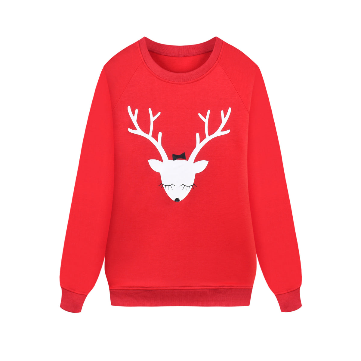 Christmas Family Matching Red Hoodie with Deer Print | Streetwear