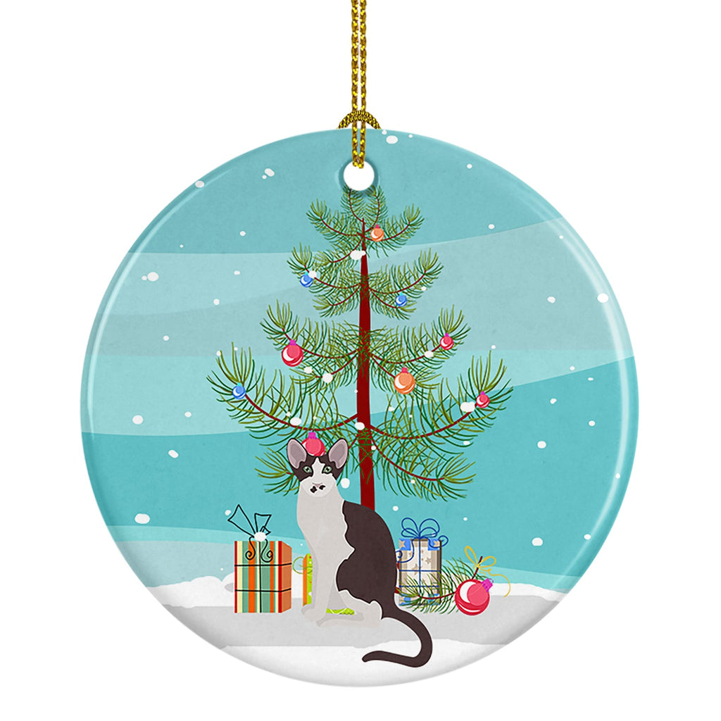 Oriental Bicolor Cat Christmas Ceramic Ornament