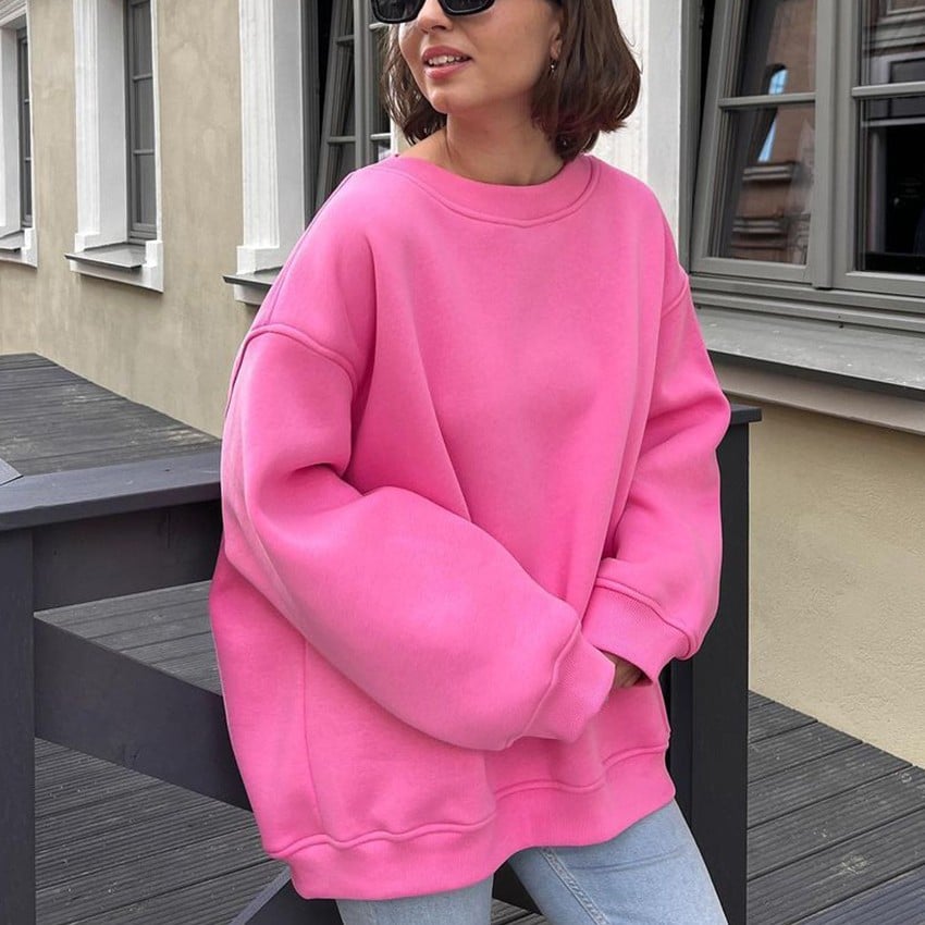 Solid Color Loose Sweater - European and American Style