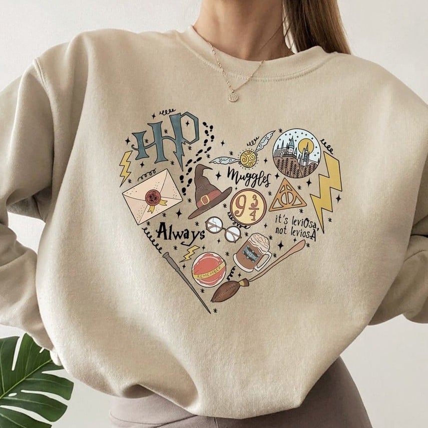 Hipster Round Neck Long Sleeve Digital Print Sweater