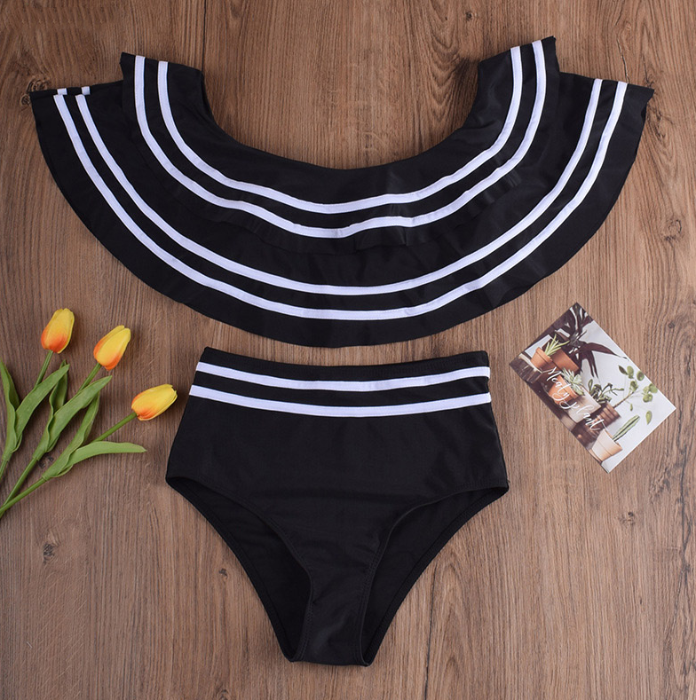 2020 New Sexy Color Block One-Shoulder Swimsuit