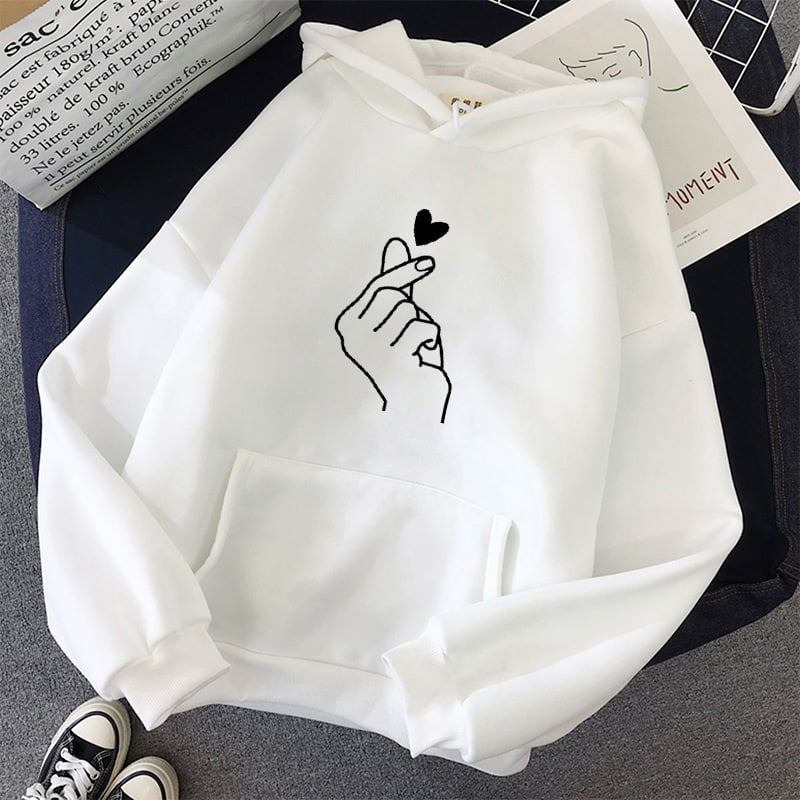 Candy Color Fleece Hoodie Sweater with Heart Design | Streetwear