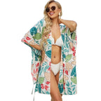 Floral Print Kimono Cardigan with Tassels for Summer