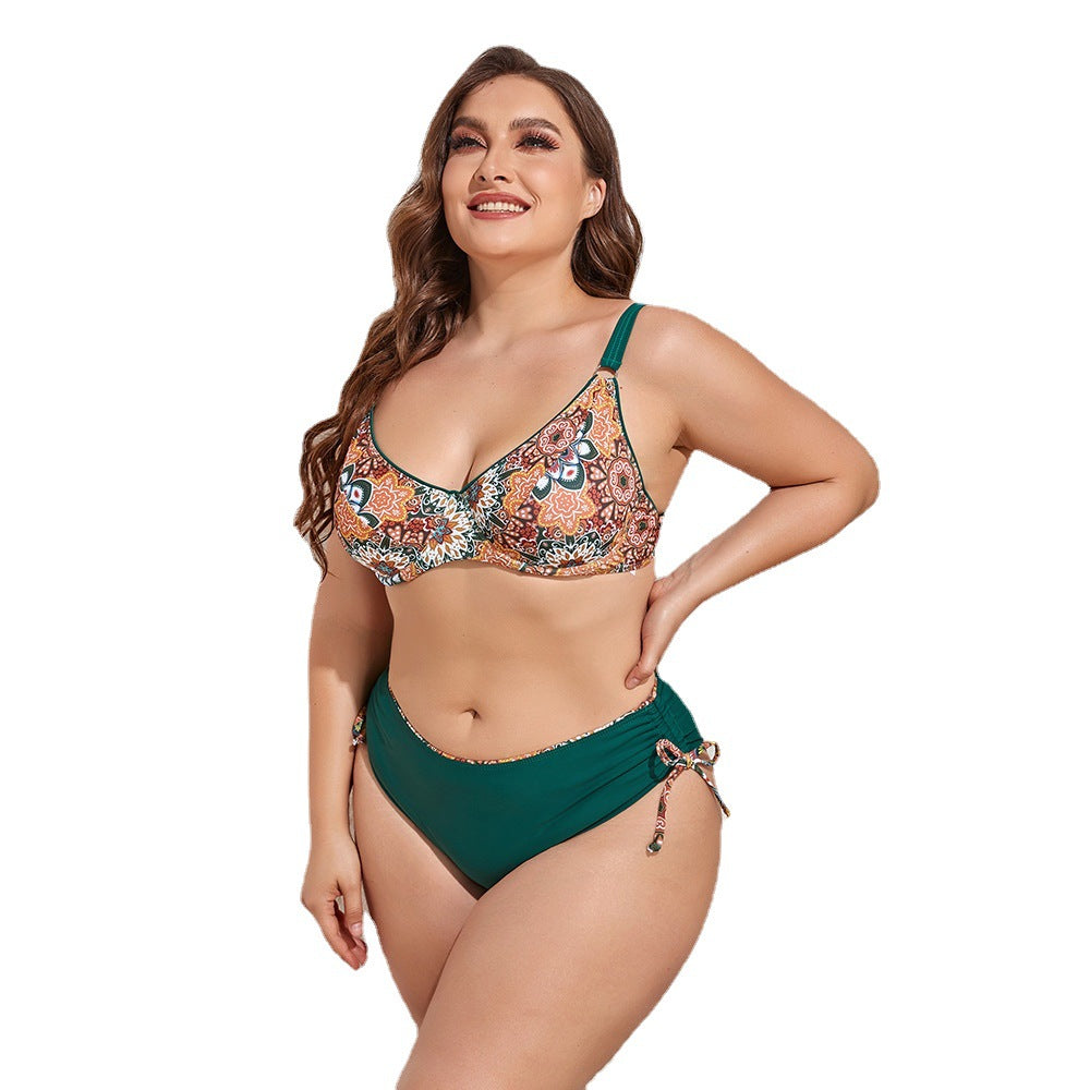 Plus Size Sexy Two-Piece Printed Swimwear for Women