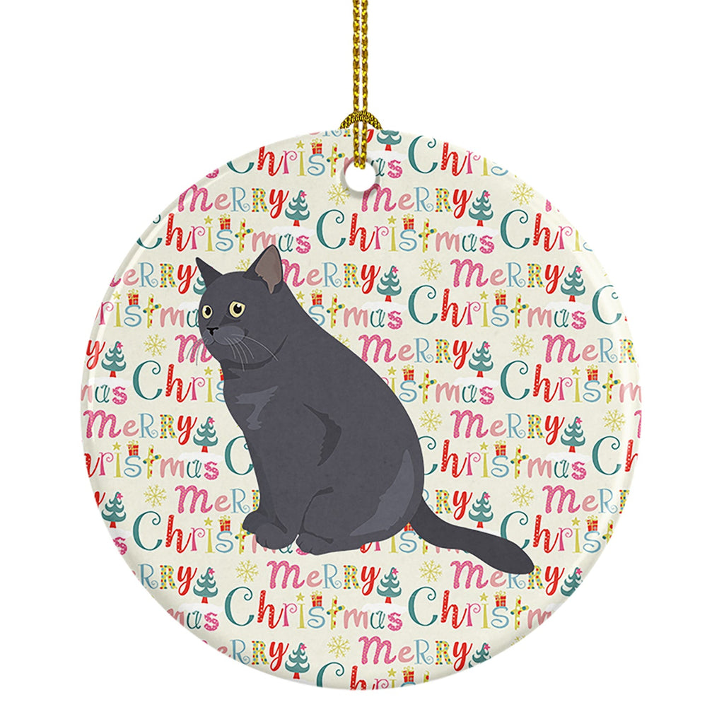 British Shorthair Cat Christmas Ceramic Ornament
