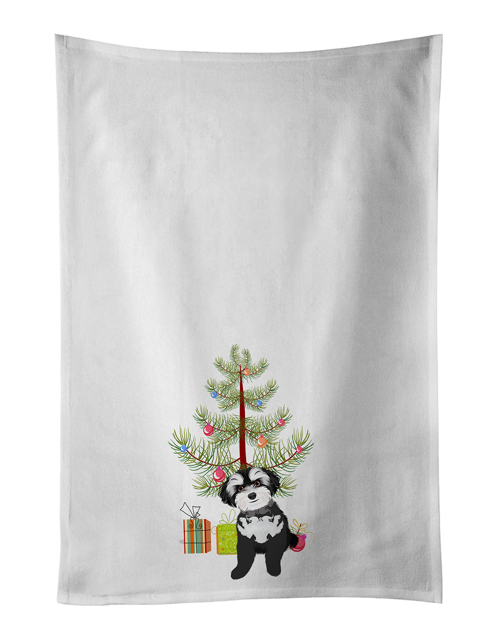 Shih-Tzu Black and White #2 Christmas Kitchen Towel Set of 2