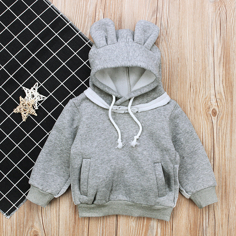 Bear Ear Top with Fleece Hooded Sweater