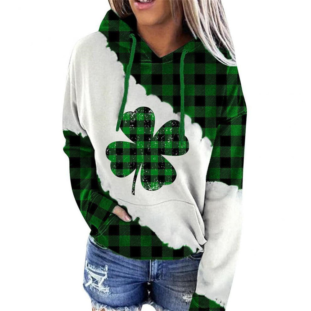 Lucky Grass Print Women’s Casual Hoodie Sweatshirt | Streetwear