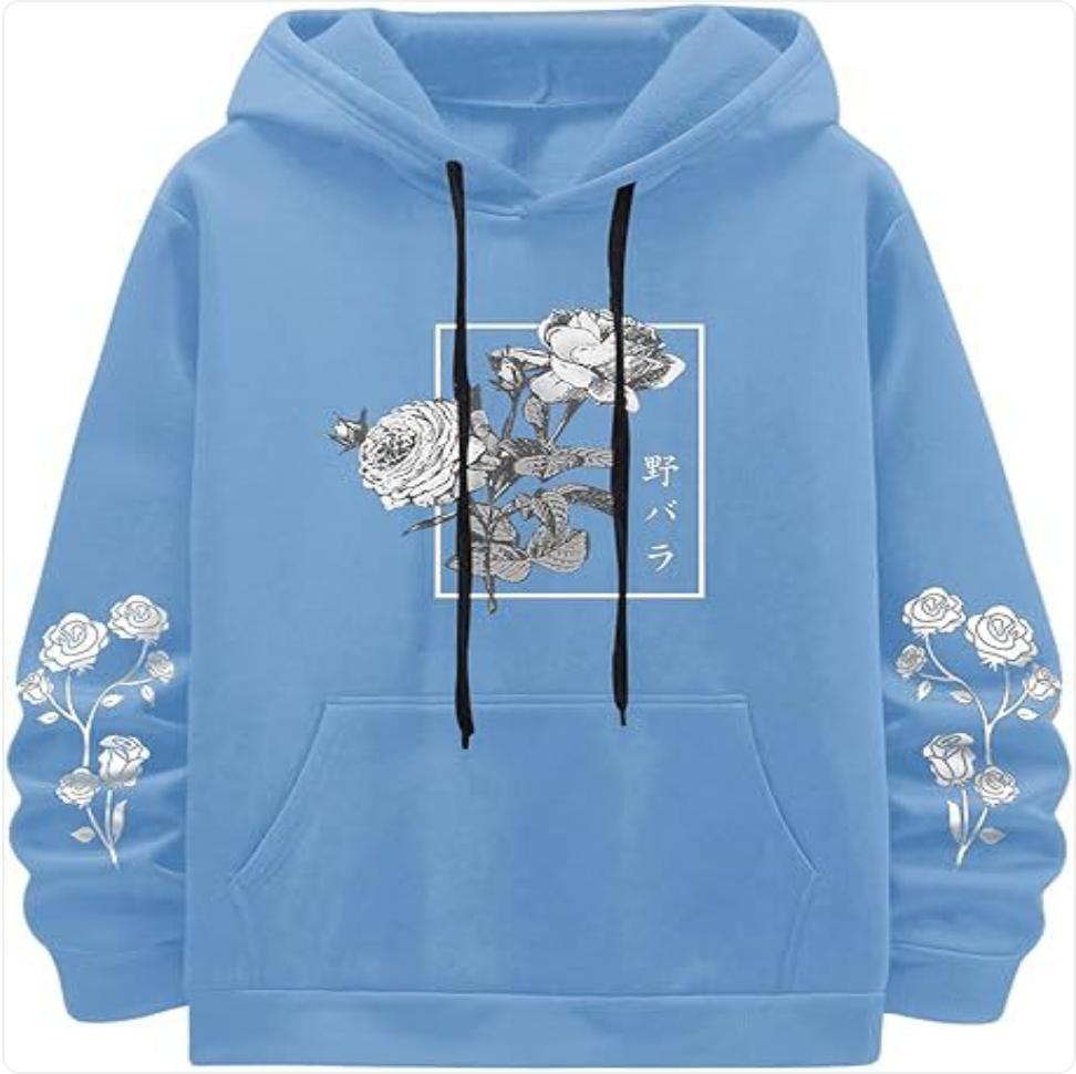 Rose Print Casual Sweatshirt | Streetwear