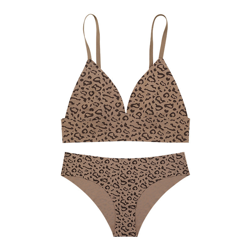Women's Leopard Print Ice Silk Bra and Underwear Set