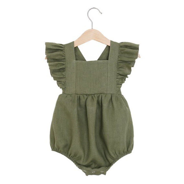 Cotton Linen Triangle Bodysuit for Girls (Romper)
