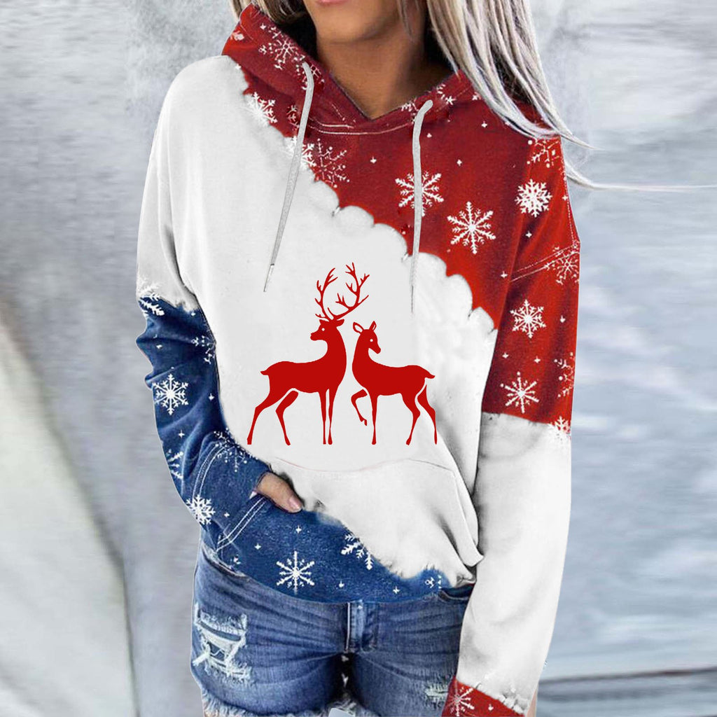 Snowman Print Long Sleeve Crew Neck Hoodie | Streetwear