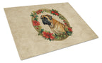 Mastiff Christmas Flowers Glass Cutting Board