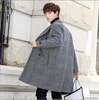 Chic Men's Plaid Double Breasted Wool Blend Coat