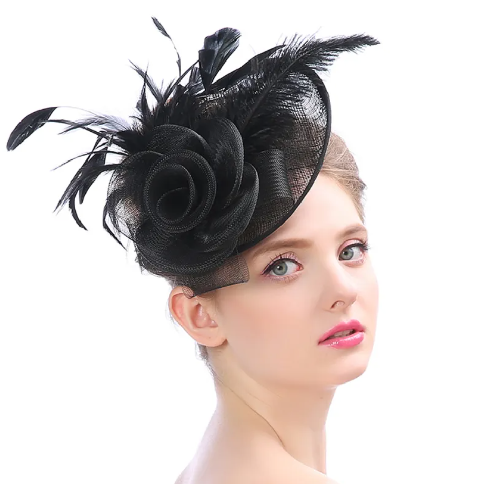 Hemp Yarn Ostrich Wool Banquet Top Hat | Embroidered Cap