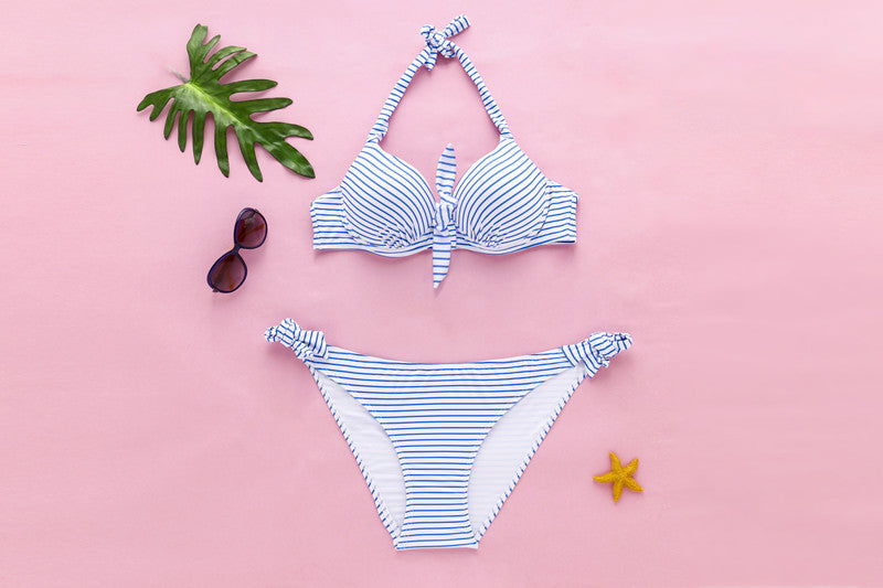 Plus Size Striped Print Bikini with Steel Support