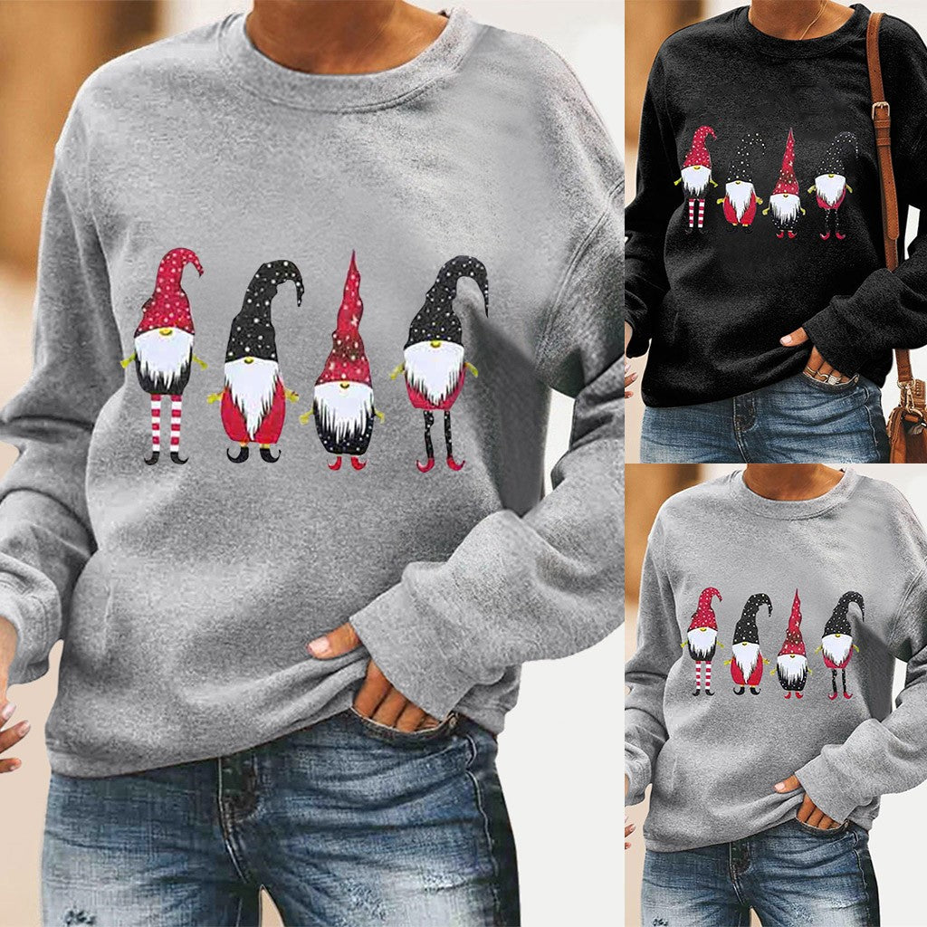 Christmas Tree Snowman Long Sleeve Sweatshirt for Women | Streetwear