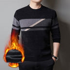 Men's Striped Chenille Sweater with Fleece Lining