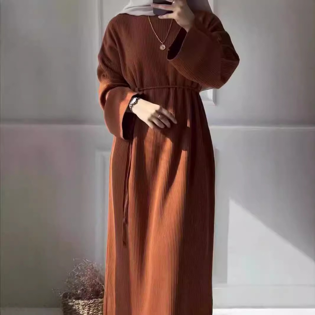 Women's Casual Knit Dress with Lace-Up