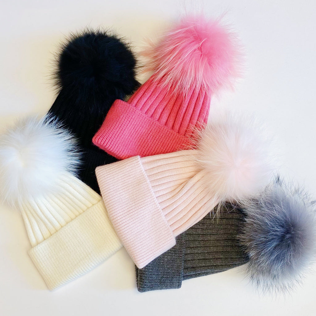 Pure Angora Fur Luxe Beanie | Embroidered Cap