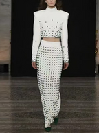 Beaded Half Turtleneck Suit