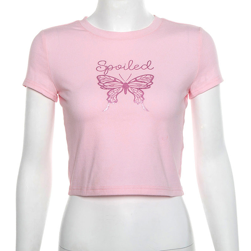 2019 Summer Women's Short Sleeve Crop Top T-Shirt