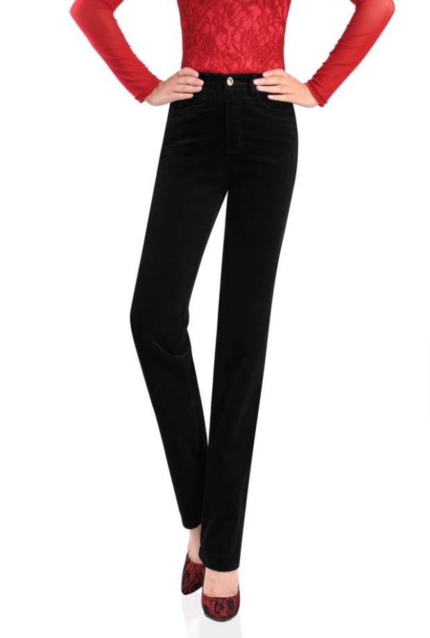High Waist Straight Leg Corduroy Trousers for Women