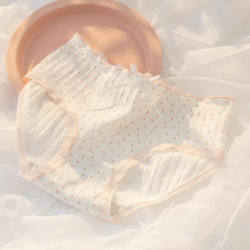 Cotton Girls Panties with Sweet Lace Bow Design