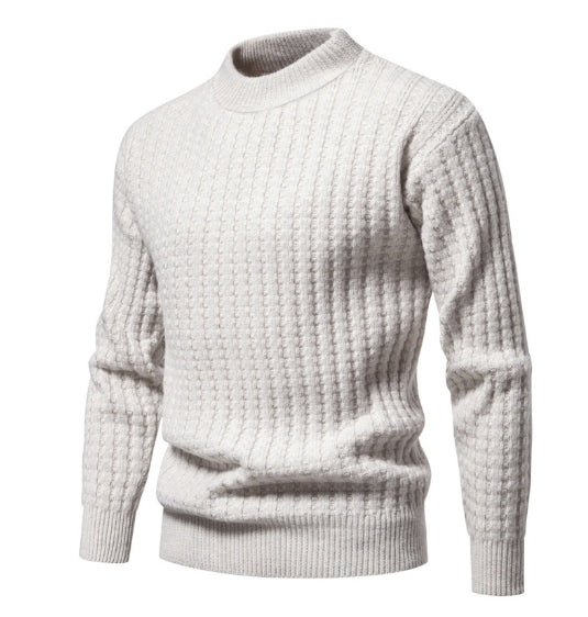 Autumn Men's Solid Color Round Neck Knit Sweater