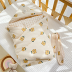 Newborn Crepe Beanie Fleece Quilted Bag | Embroidered Cap