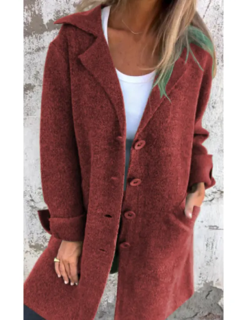 Lapel Cardigan With Pockets Outwear Coat