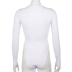 2019 Women's High Neck Sheer Bodysuit with Panels