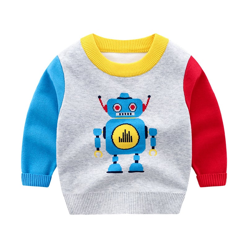 Korean Robot Boy Crew Neck Pullover Sweater | Streetwear