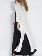 New Style Solid Color Long Sleeve Slit Trench Coat