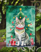 Raas Cat By the Christmas Tree Garden Flag