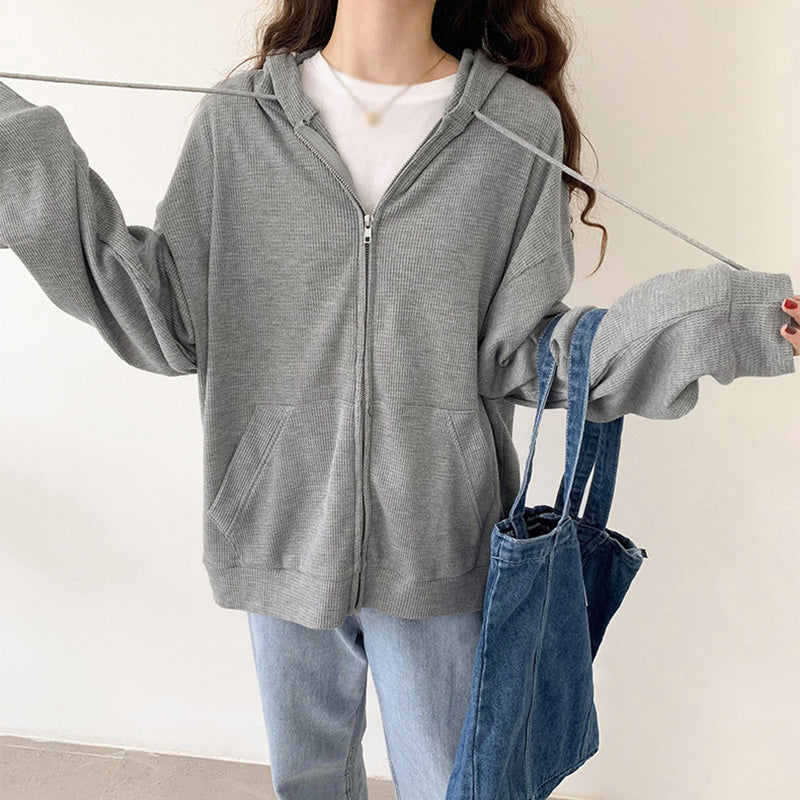Women's Thermal Cardigan Zip Pullover Sweater Tops | Streetwear