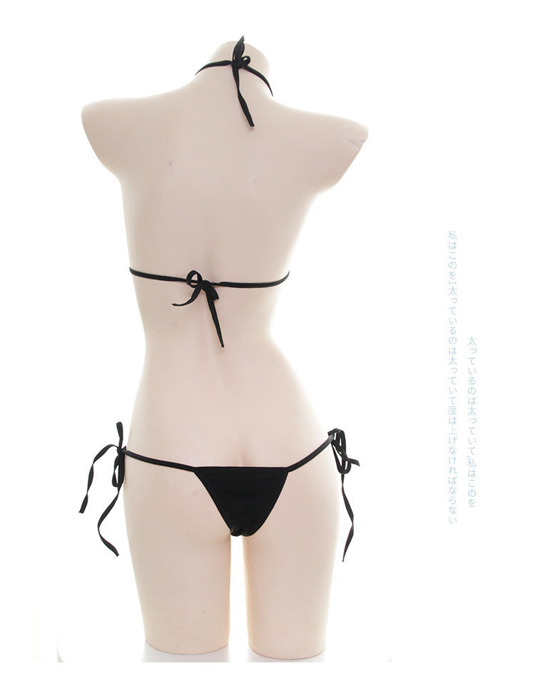 Women's Heart Embroidery Micro Bikini Lingerie Set