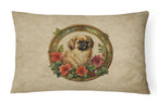 Pekingese Christmas Flowers Throw Pillow
