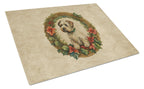 Sealyham Terrier Christmas Flowers Glass Cutting Board