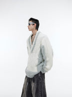 Men's Plush Patchwork Knit Loose Sweater