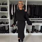 Batwing Sleeve Sweater Vest Suit