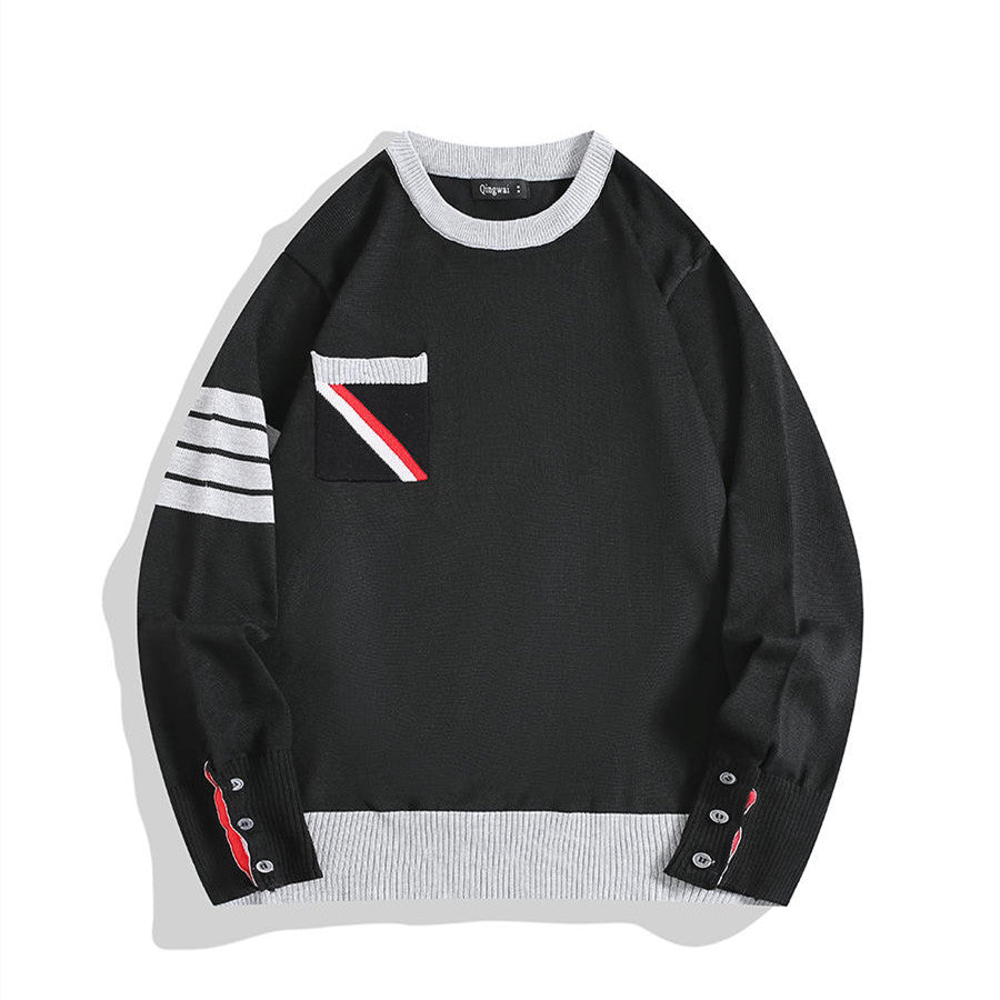Men's Casual Multicolor Striped Round Neck Sweater