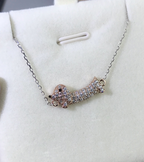 Dachshund Dog Necklace with Zirconia Stones