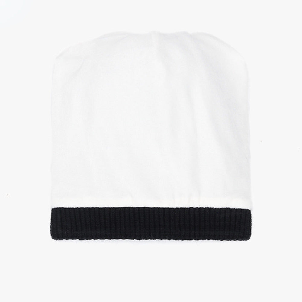 Warm Fleece-Lined Slouchy Knit Beanie with Pompom | Embroidered Cap