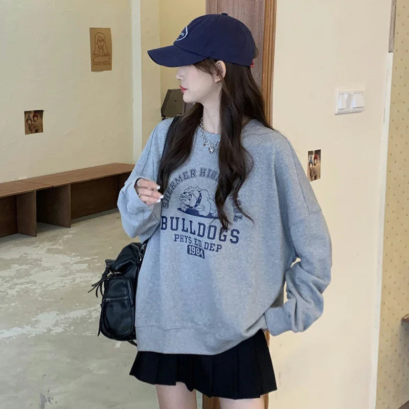 Women's VIPOL Letter Print Long Sleeve Hoodie (2023) | Streetwear