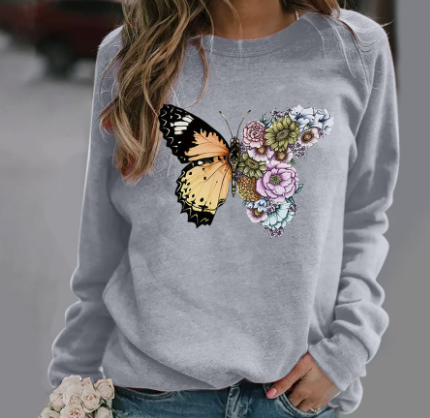 Animal Print Crew Neck Sweater - European & American Style