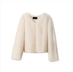 Women's Long Sleeve Round Neck Faux Fur Coat